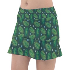 Leaves Snowflake Pattern Holiday Classic Tennis Skirt by Pakjumat