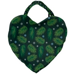 Leaves Snowflake Pattern Holiday Giant Heart Shaped Tote by Pakjumat