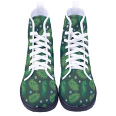 Leaves Snowflake Pattern Holiday Women s High-top Canvas Sneakers by Pakjumat