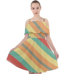 Pattern Design Abstract Pastels Cut Out Shoulders Chiffon Dress by Pakjumat