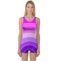 Pink Rainbow Purple Design Pattern One Piece Boyleg Swimsuit by Pakjumat