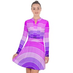 Pink Rainbow Purple Design Pattern Long Sleeve Panel Dress