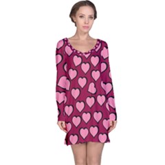 Pattern Pink Abstract Heart Long Sleeve Nightdress by Pakjumat