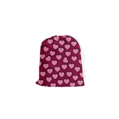 Pattern Pink Abstract Heart Drawstring Pouch (xs)