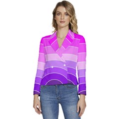 Pink Rainbow Purple Design Pattern Women s Long Sleeve Revers Collar Cropped Jacket by Pakjumat