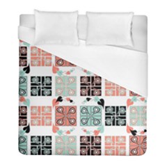 Mint Black Coral Heart Paisley Duvet Cover (Full/ Double Size)