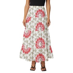 Print Pattern Fashion Background Tiered Ruffle Maxi Skirt