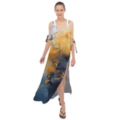 Abstract Marble Design Background Maxi Chiffon Cover Up Dress