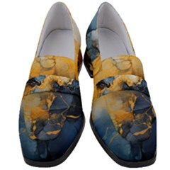 Abstract Marble Design Background Women s Chunky Heel Loafers by Pakjumat