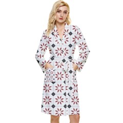 Tile Pattern Design Flowers Long Sleeve Velvet Robe by Pakjumat