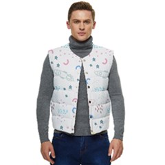 Spaceship Pattern Star Men s Button Up Puffer Vest	 by Pakjumat