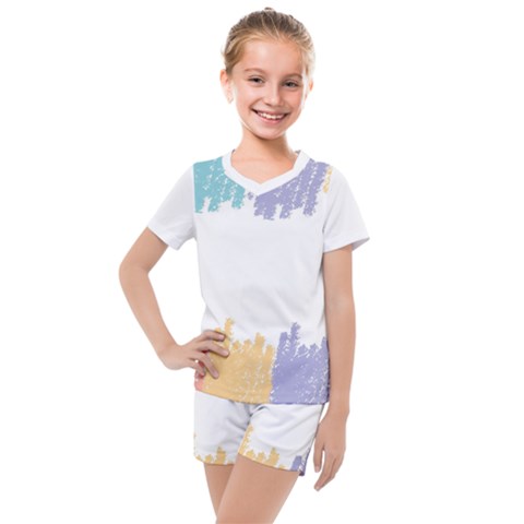 Border Frame Colorful Brush Strokes Kids  Mesh T-shirt And Shorts Set by Pakjumat