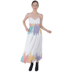 Border Frame Colorful Brush Strokes Tie Back Maxi Dress