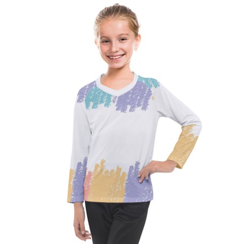 Border Frame Colorful Brush Strokes Kids  Long Mesh T-shirt by Pakjumat