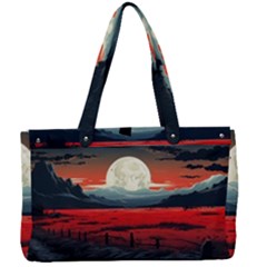 Winter Painting Moon Night Sky Canvas Work Bag