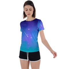 Stars Sky Cosmos Galaxy Back Circle Cutout Sports T-shirt by Pakjumat