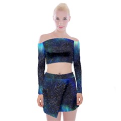 Abstract Background Template Off Shoulder Top With Mini Skirt Set by Pakjumat