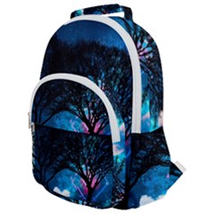 Trees Surreal Universe Silhouette Rounded Multi Pocket Backpack by Pakjumat