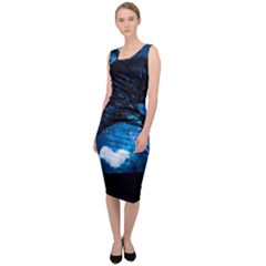 Trees Surreal Universe Silhouette Sleeveless Pencil Dress by Pakjumat