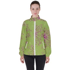 Dandelion Flower Background Nature Flora Drawing Women s High Neck Windbreaker by Pakjumat