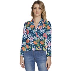Flowers Flower Flora Nature Floral Background Painting Women s Long Sleeve Revers Collar Cropped Jacket by Pakjumat