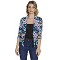 Flowers Flower Flora Nature Floral Background Painting Women s Draped Front 3/4 Sleeve Shawl Collar Jacket View1