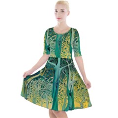 Nature Trees Forest Mystical Forest Jungle Quarter Sleeve A-line Dress by Pakjumat