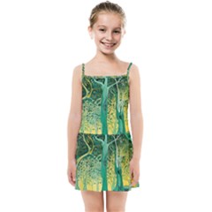 Nature Trees Forest Mystical Forest Jungle Kids  Summer Sun Dress by Pakjumat