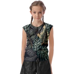 Tropical Leaves Foliage Monstera Nature Home Kids  Raglan Cap Sleeve T-Shirt