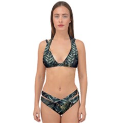 Tropical Leaves Foliage Monstera Nature Home Double Strap Halter Bikini Set by Pakjumat