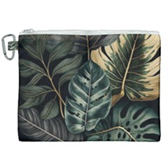 Tropical Leaves Foliage Monstera Nature Home Canvas Cosmetic Bag (XXL)