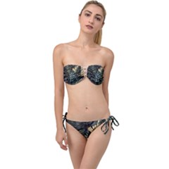 Tropical Leaves Foliage Monstera Nature Home Twist Bandeau Bikini Set