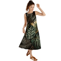 Tropical Leaves Foliage Monstera Nature Home Summer Maxi Dress