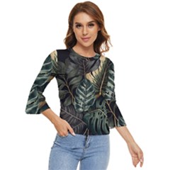 Tropical Leaves Foliage Monstera Nature Home Bell Sleeve Top