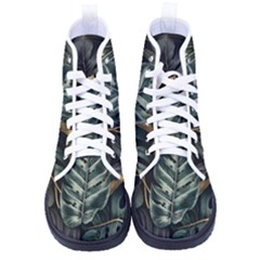 Tropical Leaves Foliage Monstera Nature Home Women s High-Top Canvas Sneakers