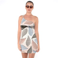 Leaves Pastel Background Nature One Shoulder Ring Trim Bodycon Dress