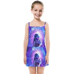 The Cosmonaut Galaxy Art Space Astronaut Kids  Summer Sun Dress by Pakjumat