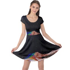 Retro Vintage Space Galaxy Cap Sleeve Dress by Pakjumat