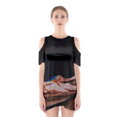 Retro Vintage Space Galaxy Shoulder Cutout One Piece Dress by Pakjumat