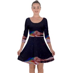 Retro Vintage Space Galaxy Quarter Sleeve Skater Dress by Pakjumat