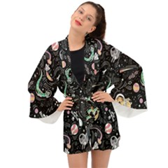 Animals Galaxy Space Long Sleeve Kimono by Pakjumat