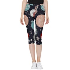 Space Galaxy Pattern Inside Out Lightweight Velour Capri Leggings  by Pakjumat