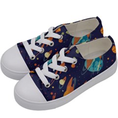 Space Galaxy Planet Universe Stars Night Fantasy Kids  Low Top Canvas Sneakers by Pakjumat