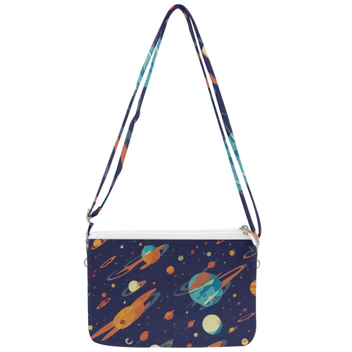 Space Galaxy Planet Universe Stars Night Fantasy Double Gusset Crossbody Bag