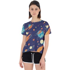 Space Galaxy Planet Universe Stars Night Fantasy Open Back Sport T-shirt by Pakjumat