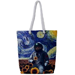 Starry Surreal Psychedelic Astronaut Space Full Print Rope Handle Tote (small) by Pakjumat