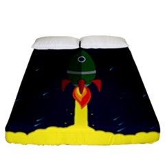 Rocket Halftone Astrology Astronaut Fitted Sheet (california King Size) by Pakjumat