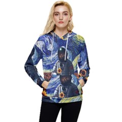 Starry Surreal Psychedelic Astronaut Space Women s Lightweight Drawstring Hoodie by Pakjumat