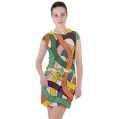 Snake Stripes Intertwined Abstract Drawstring Hooded Dress by Pakjumat