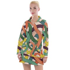 Snake Stripes Intertwined Abstract Women s Long Sleeve Casual Dress by Pakjumat